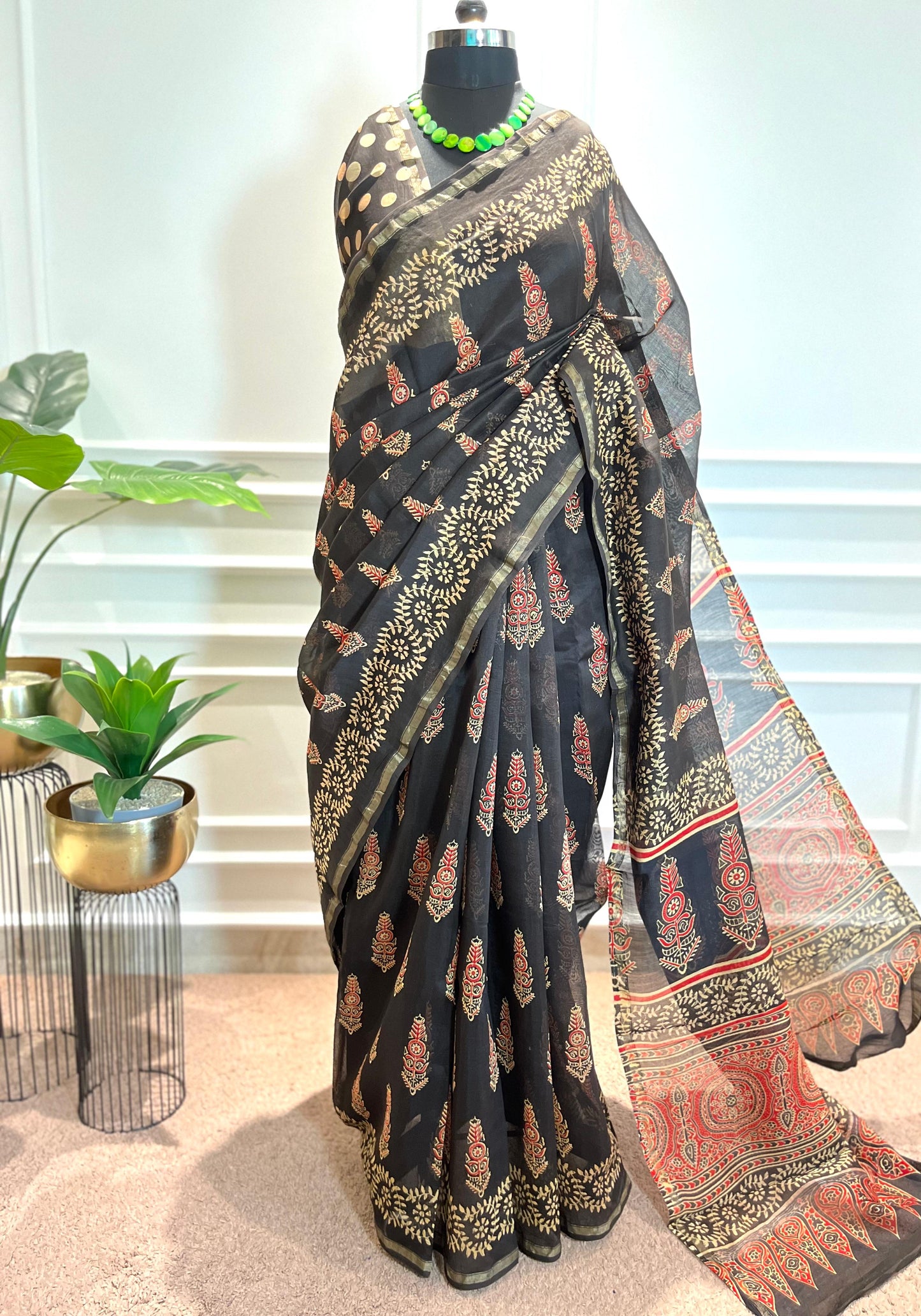 Chanderi Silk Saree | Gulnaar | Coffee