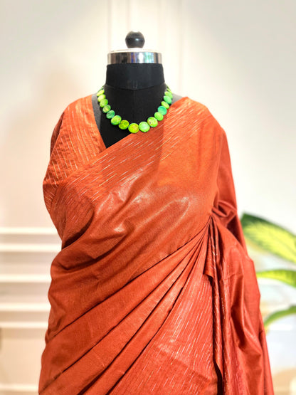 Ochre | Rangeen Khwaab | Tussar Silk Saree