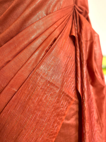 Ochre | Rangeen Khwaab | Tussar Silk Saree