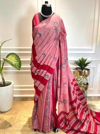 Laal Lakeerein | Kantha Stitch Saree