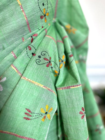 Hari Pattiyan | Kantha Stitch Saree