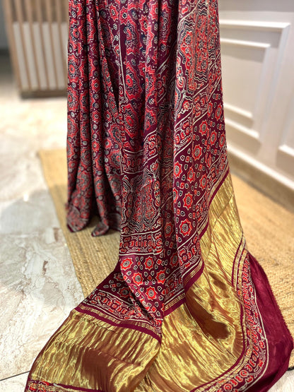 Maroon Sitara | Modal Silk saree