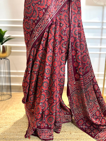 Maroon Sitara | Modal Silk saree