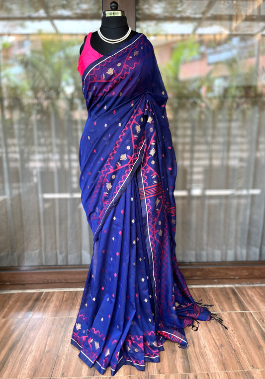 Handloom Cotton Saree | Blue Royal