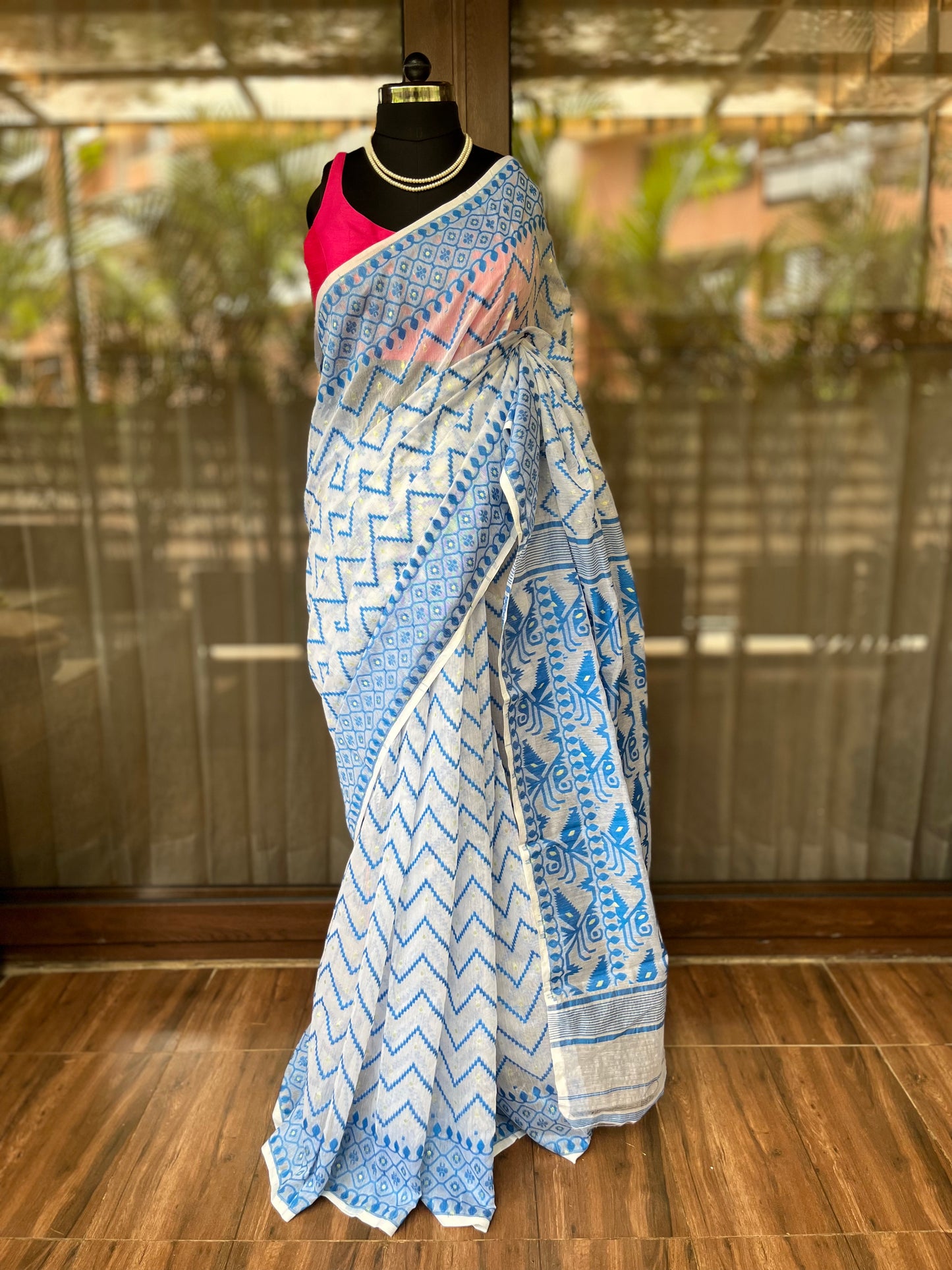 Jamdani Saree | White Wave