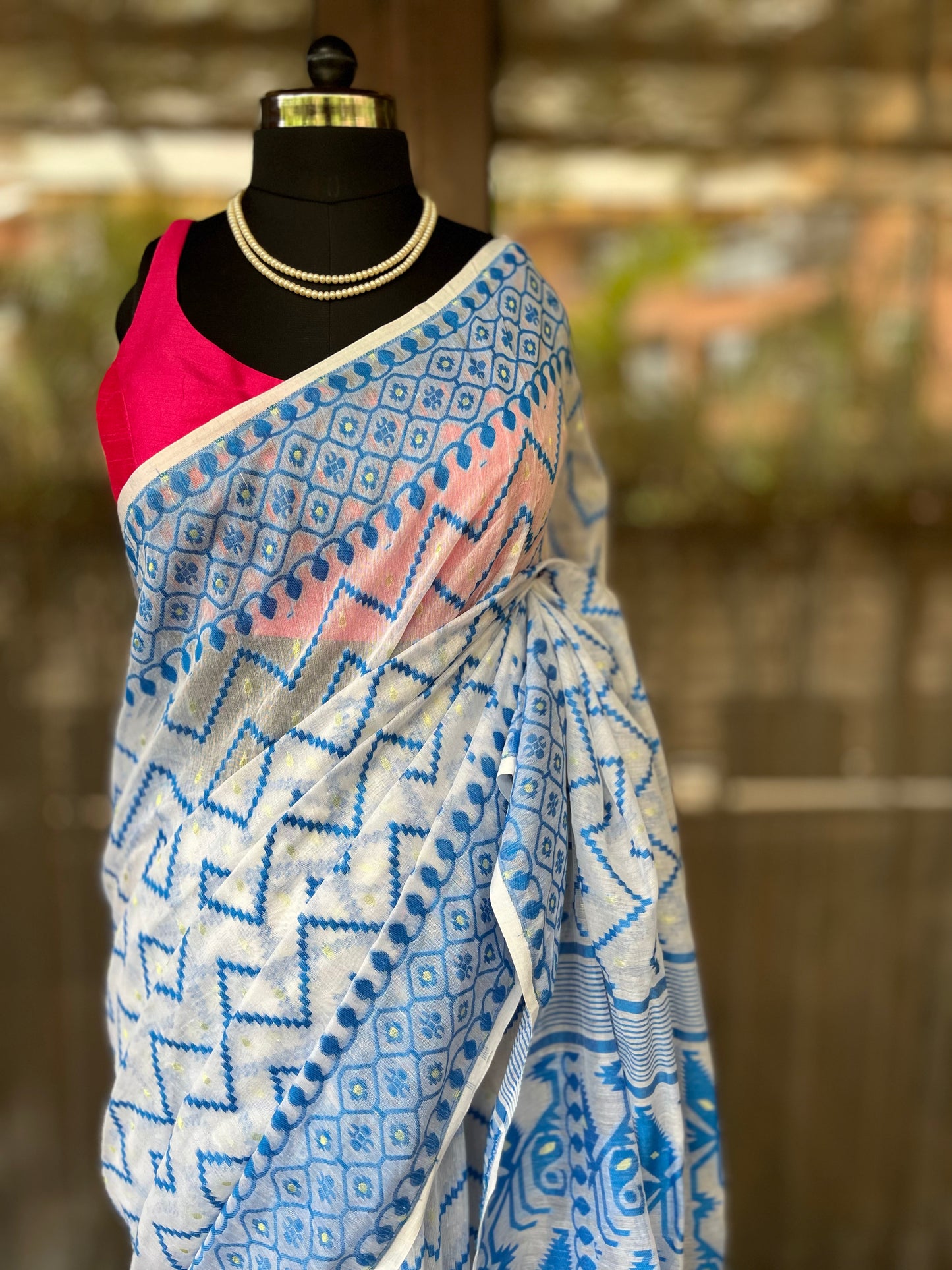 Jamdani Saree | White Wave