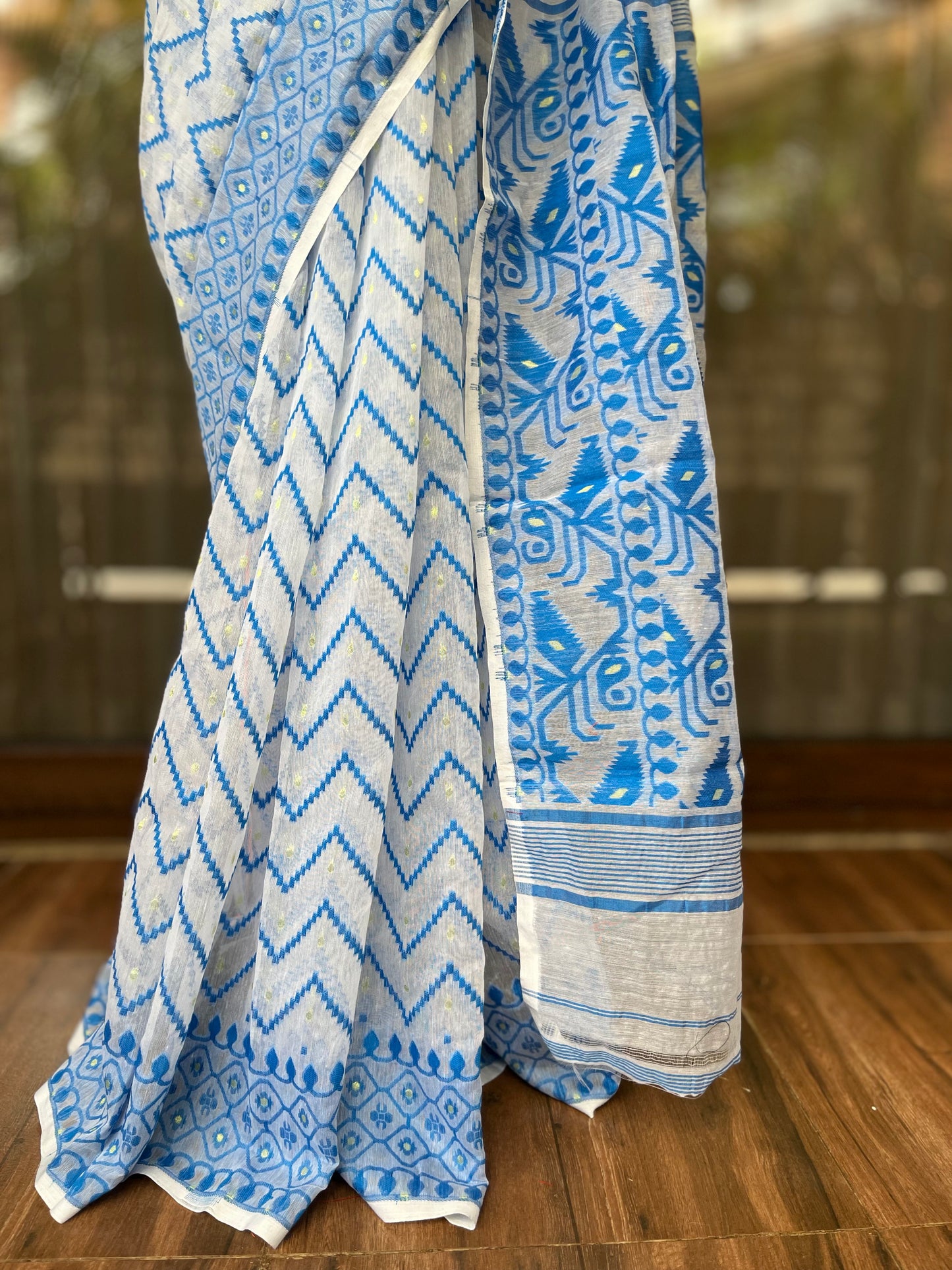 Jamdani Saree | White Wave