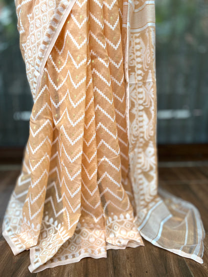 Jamdani Saree | Peachy Pop