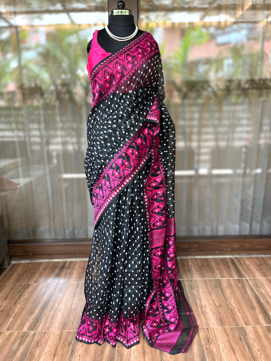 Jamdani Saree | Midnight Magenta