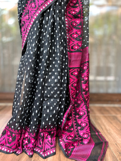 Jamdani Saree | Midnight Magenta