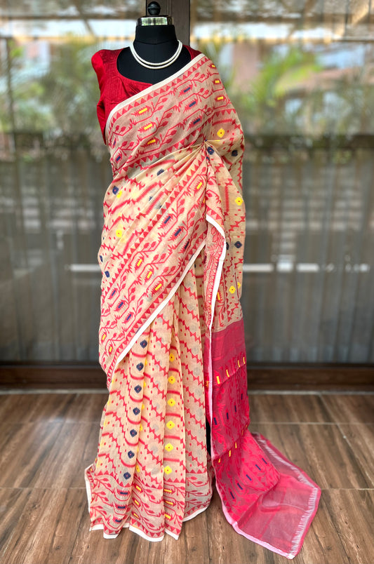 Jamdani saree | Beige Rouge