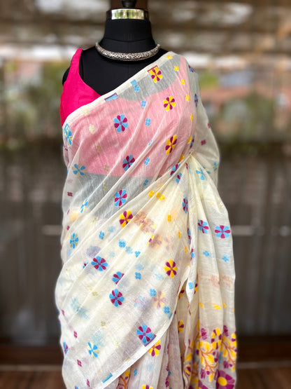 Jamdani Saree | Pearl Blossom