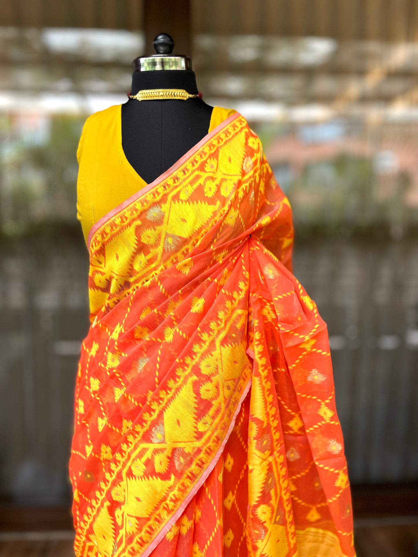 Jamdani Saree | Orange Jewel