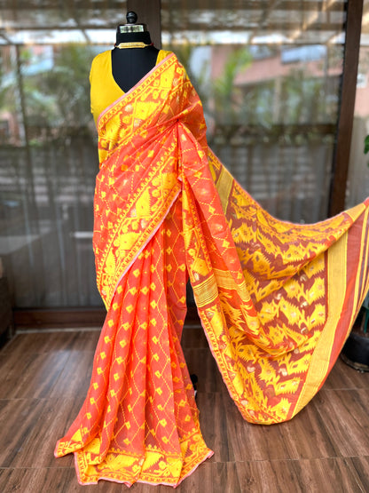 Jamdani Saree | Orange Jewel