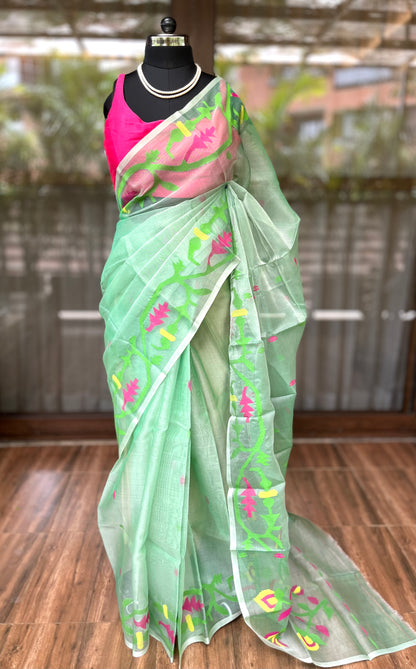 Muslin Silk Saree | Pista Plush