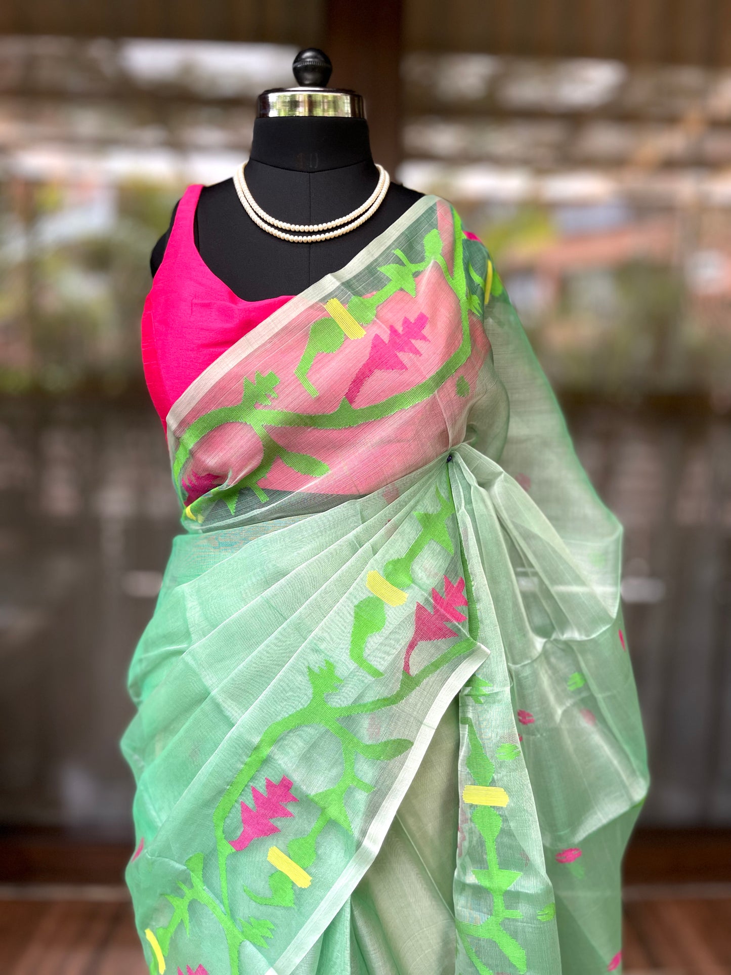 Muslin Silk Saree | Pista Plush