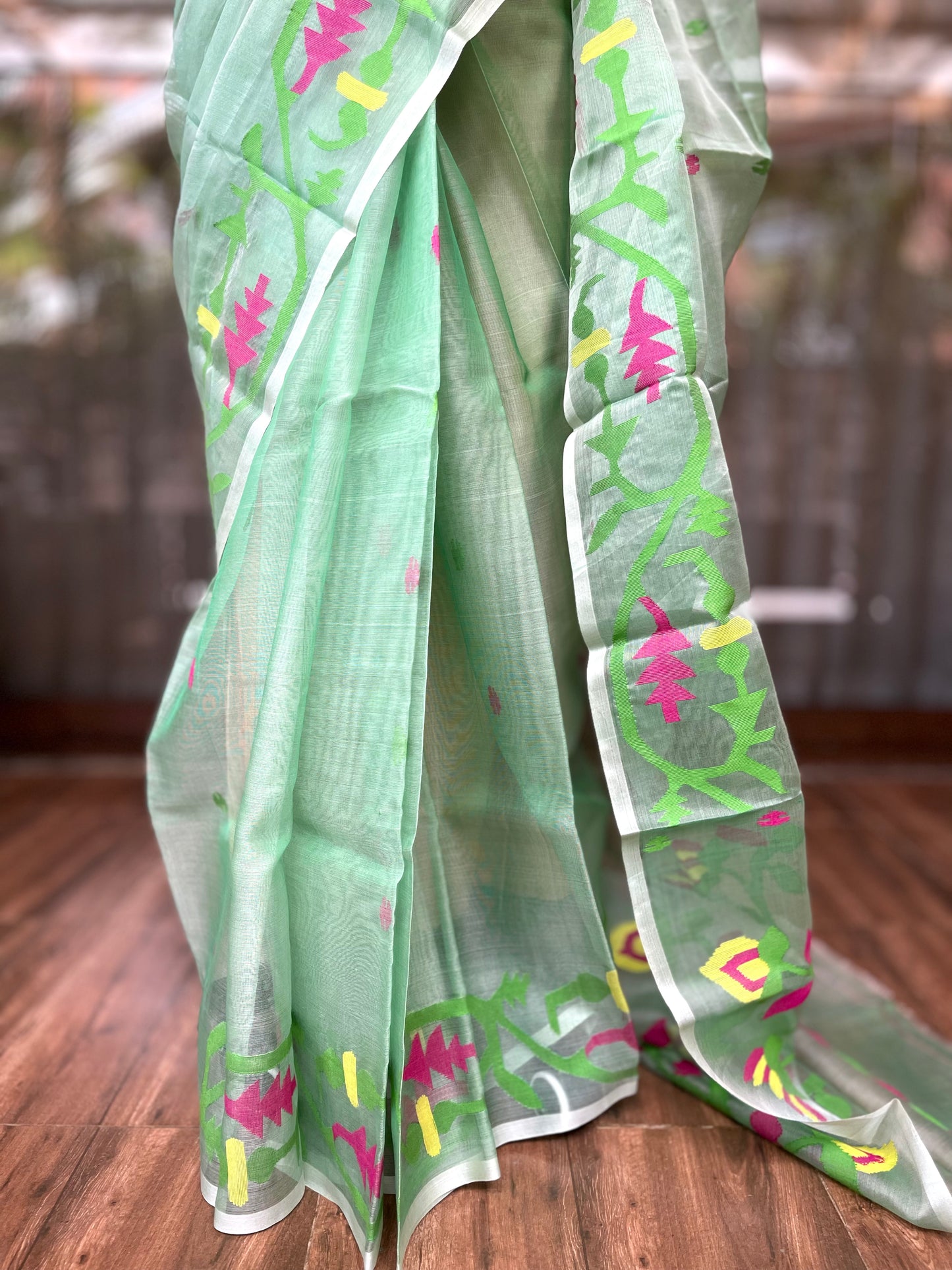 Muslin Silk Saree | Pista Plush