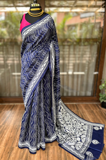 Kantha Stitch Saree | Bluevein