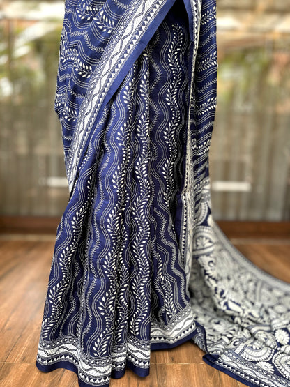 Kantha Stitch Saree | Bluevein