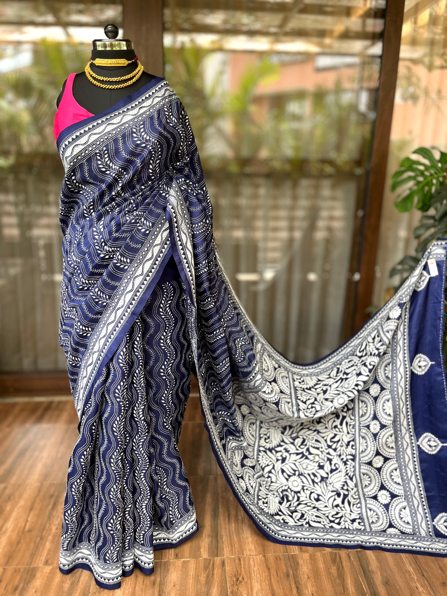 Kantha Stitch Saree | Bluevein