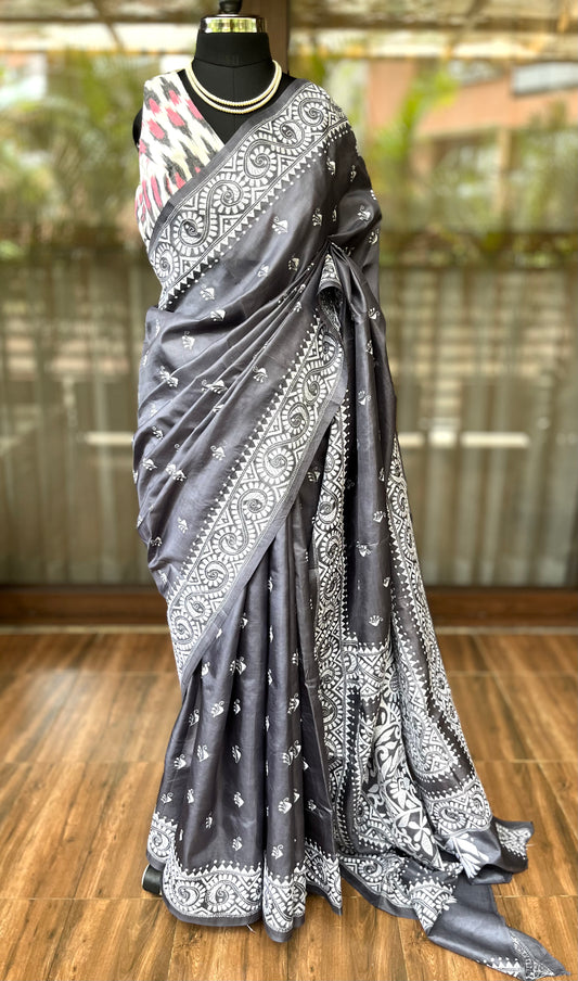 Kantha Stitch Saree | Greyce