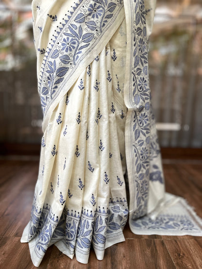 Kantha Stitch Saree | Just Creme