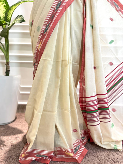 Cotton Saree | Prachi | Beige-Red