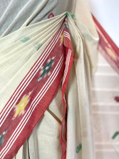 Cotton Saree | Prachi | Beige-Red