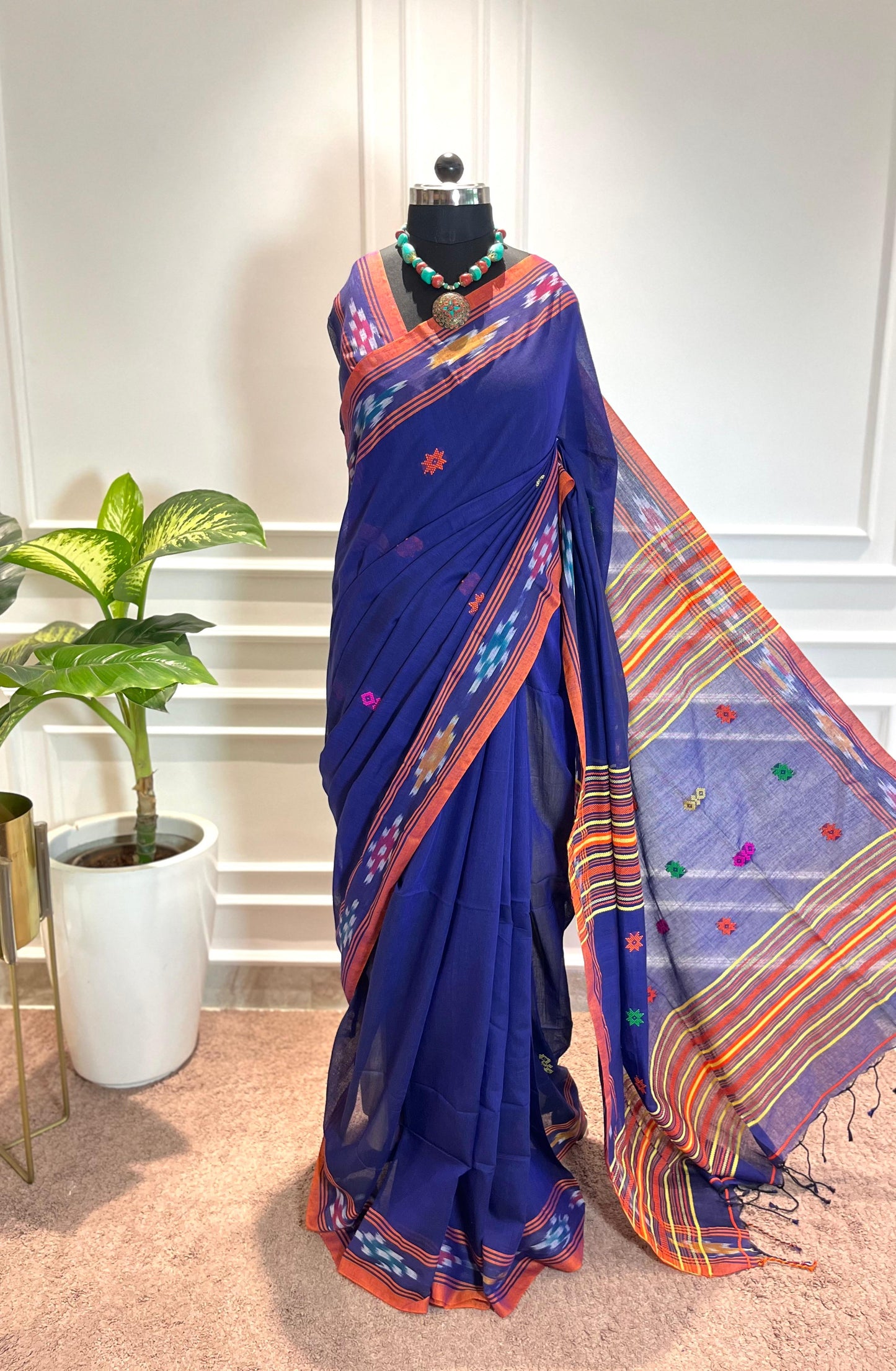 Cotton Saree | Prachi | Blue-Orange