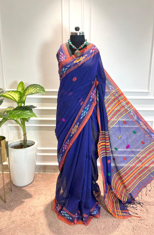 Cotton Saree | Prachi | Blue-Orange