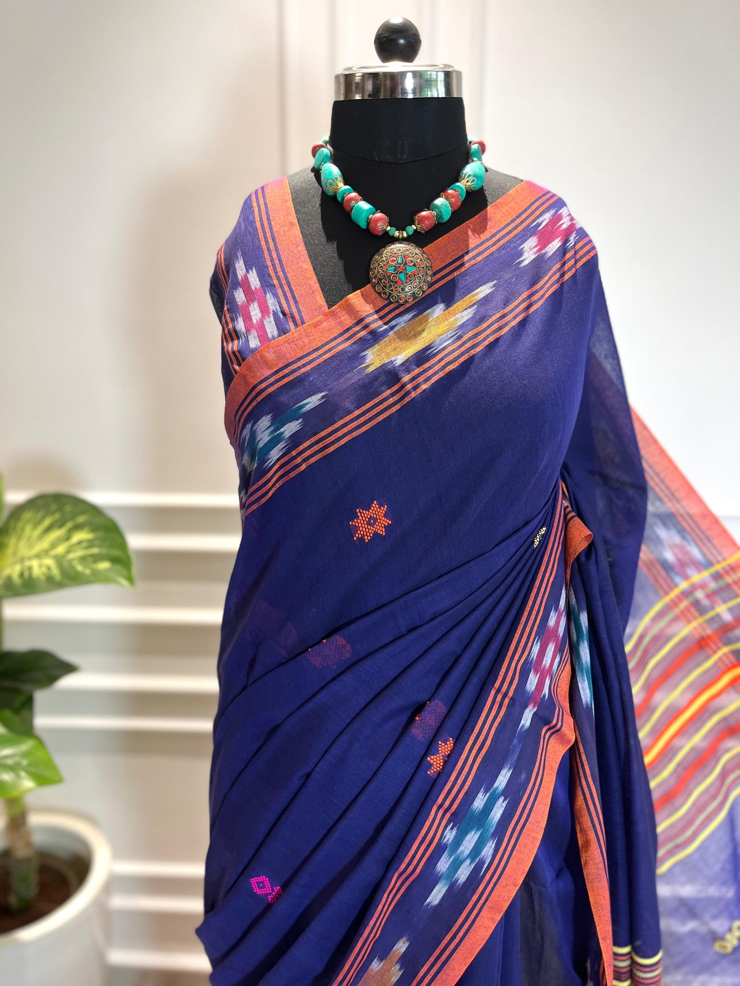 Cotton Saree | Prachi | Blue-Orange