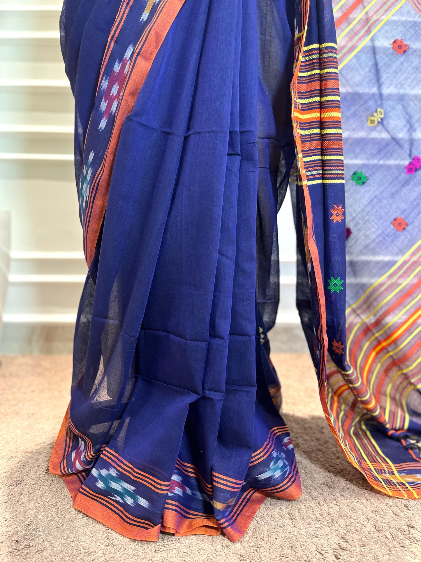 Cotton Saree | Prachi | Blue-Orange