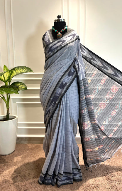 Cotton Saree | Arya | Grey-Black