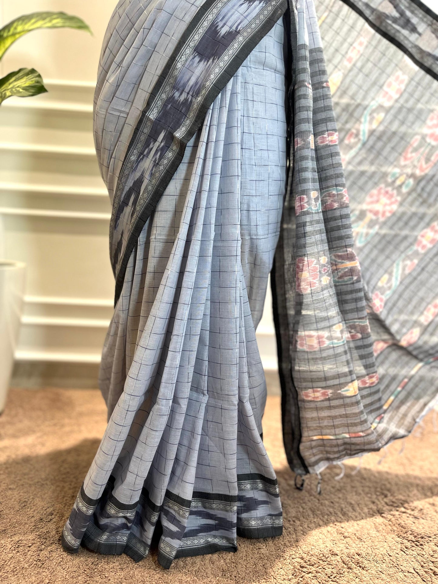 Cotton Saree | Arya | Grey-Black