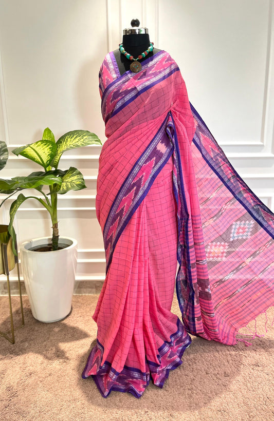 Cotton Saree | Arya | Pink-Blue