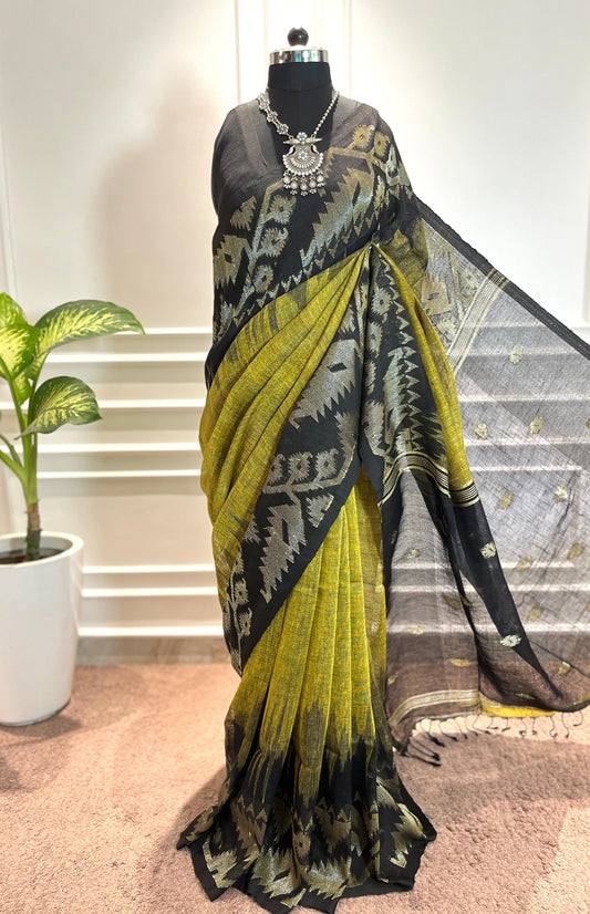 Linen saree | Urvi | Green