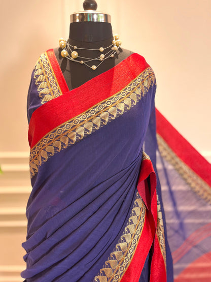 Cotton Saree | Firdaus | Blue