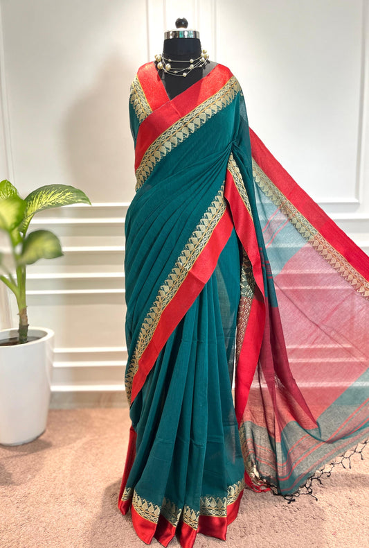 Cotton Saree | Firdaus | Green