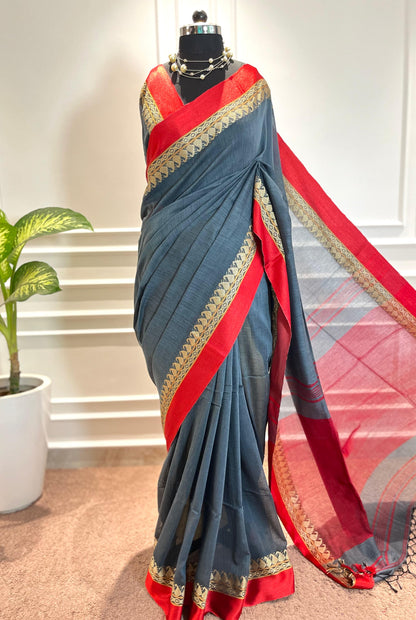 Cotton Saree | Firdaus | Grey