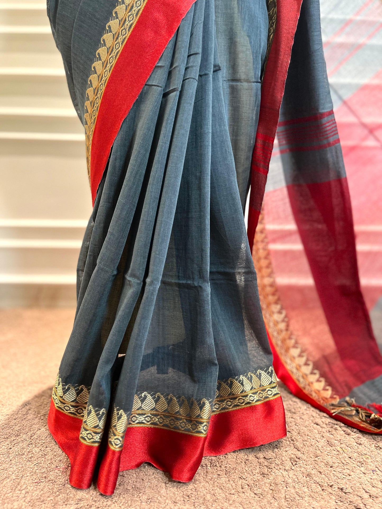 Cotton Saree | Firdaus | Grey