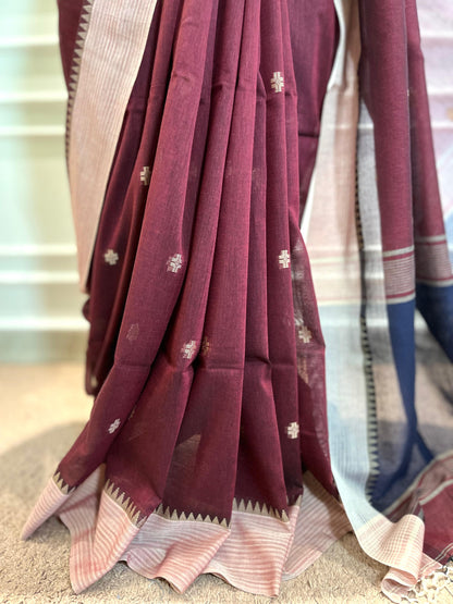 Cotton Saree | Alpona | Maroon