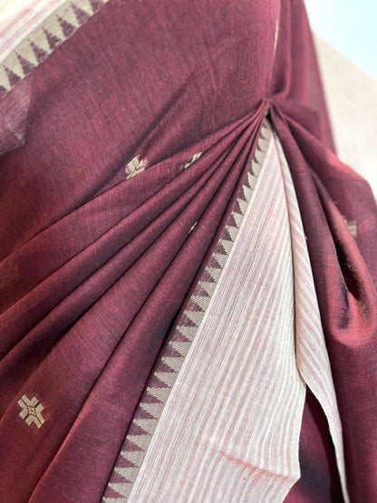 Cotton Saree | Alpona | Maroon