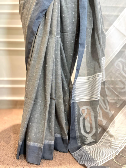 Cotton Saree | Boondein | Grey