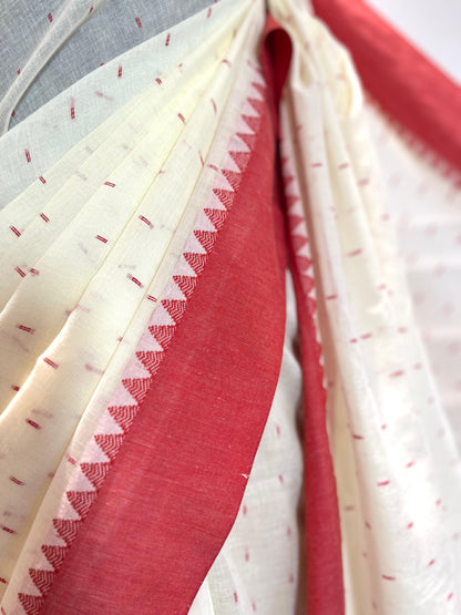 Cotton Saree | Boondein | White