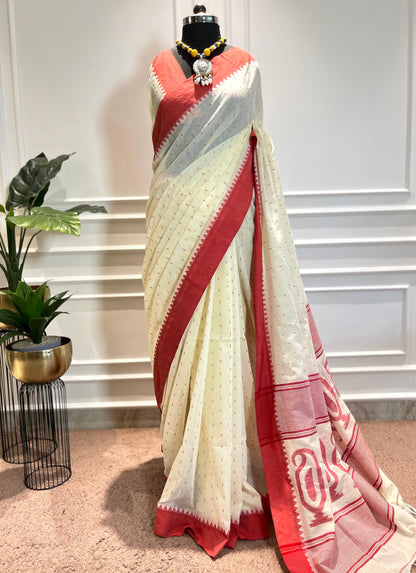 Cotton Saree | Boondein | White