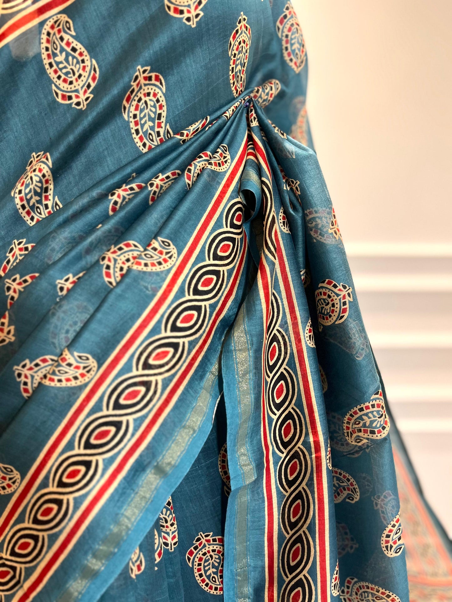 Chanderi Silk Saree | Gulnaar | Blue Paisley