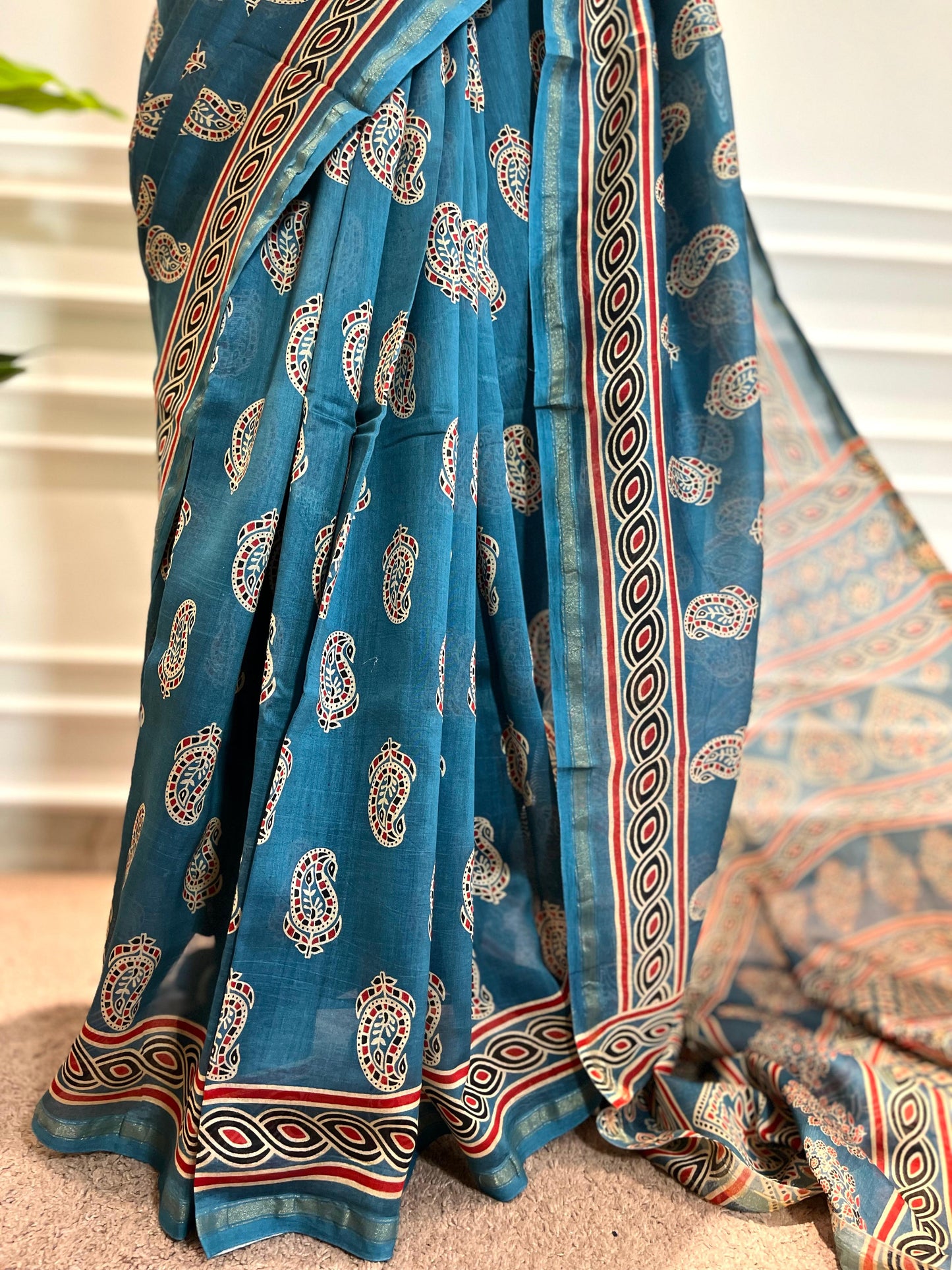 Chanderi Silk Saree | Gulnaar | Blue Paisley