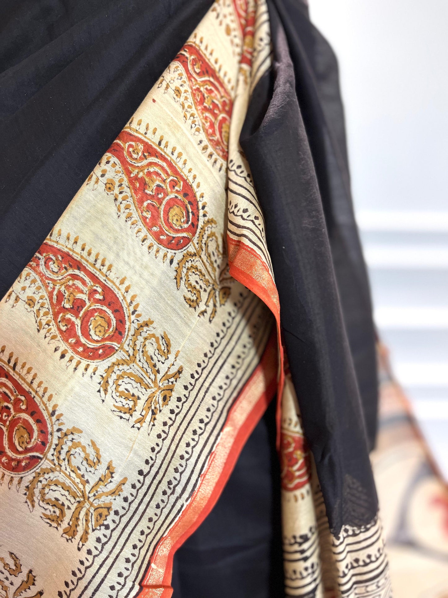 Chanderi Silk Saree | Gulnaar | Black paisley