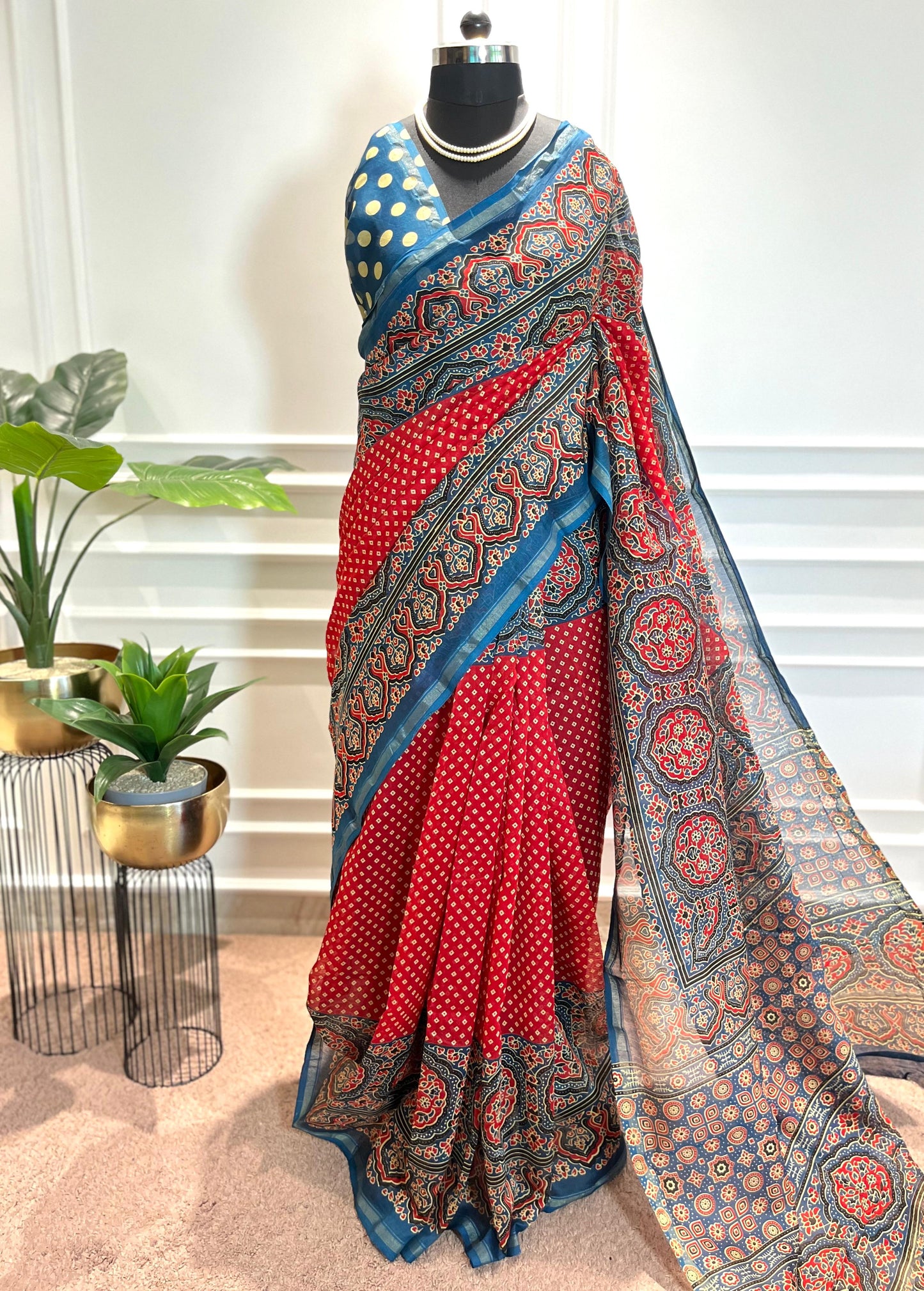 Chanderi Silk Saree | Gulnaar | Red