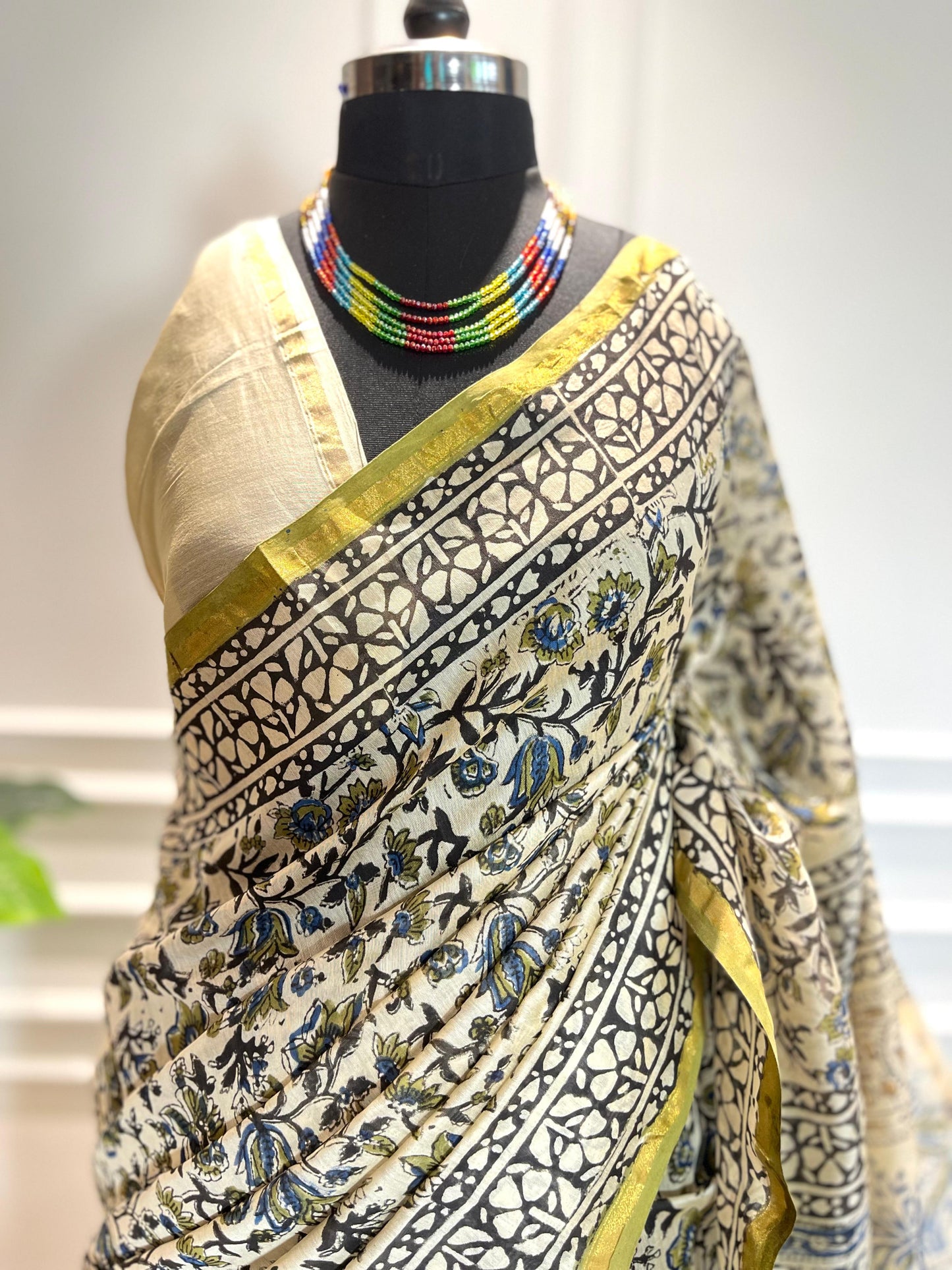 Chanderi Silk Saree | Gulnaar | Green jaal